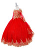Bliss Girls Glitter Tulle Gold Coil Lace Flower Girl Junior Bridesmaid Dress, Sizes 2-16 - SophiasStyle.com